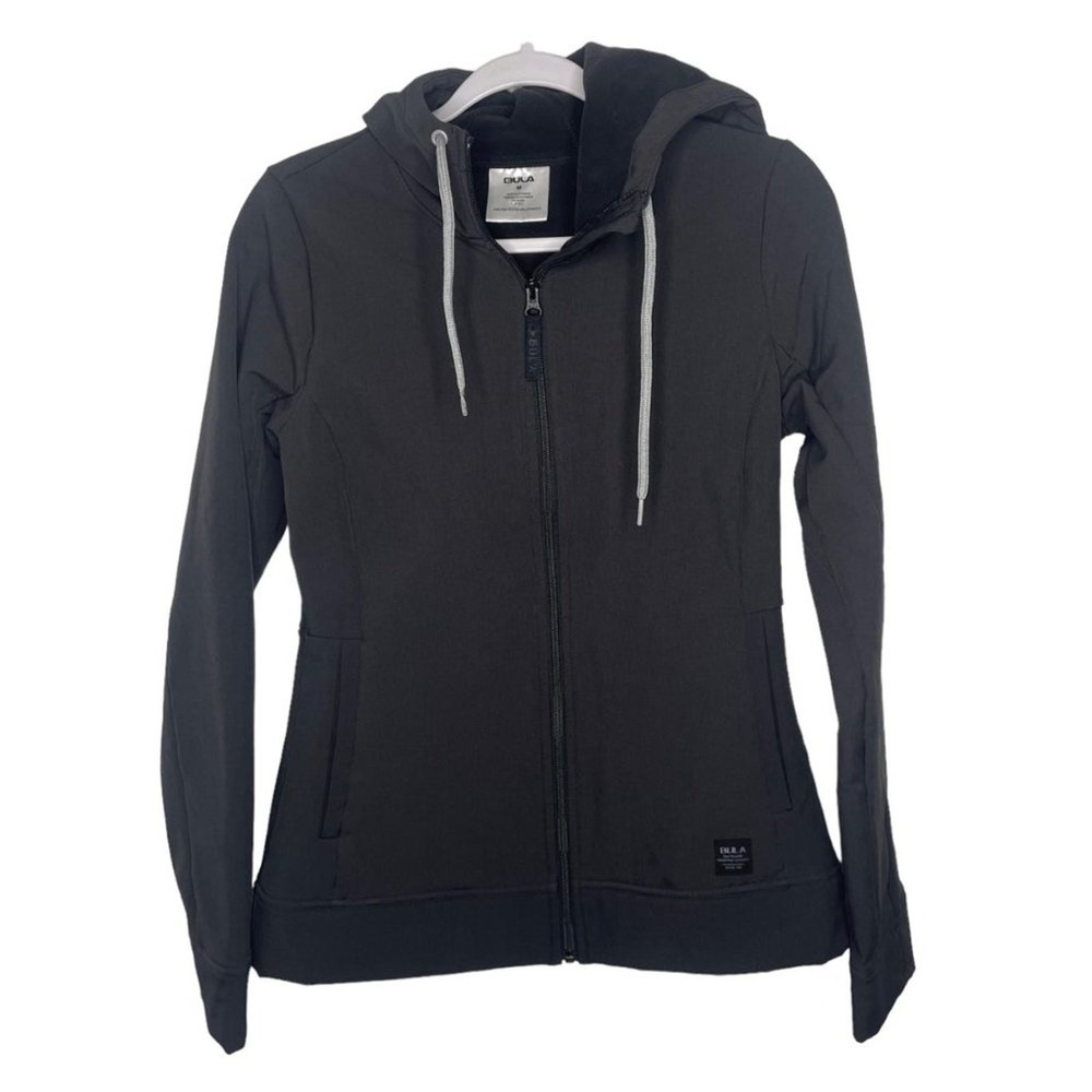 Bula Womens Full Zip Fleece Lined Hoodie Jacket Charcoal Gray Size M Stretch